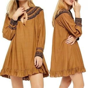 Free People Erin Embroidered Long Sleeve Dress